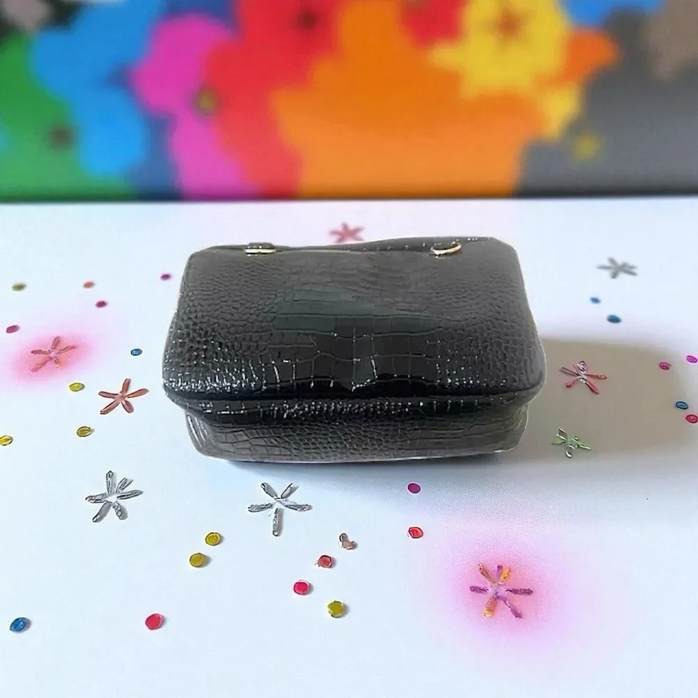 Ipsy x Addison Rae Glam Bag LE Clutch NWT February 2022 Black Croc Purse Glambag